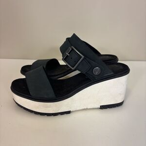 Timberland Black with White Wedge Platform Sandals Size 7.5
